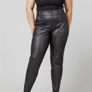 SPANX Black Leather Skinny Pants Large